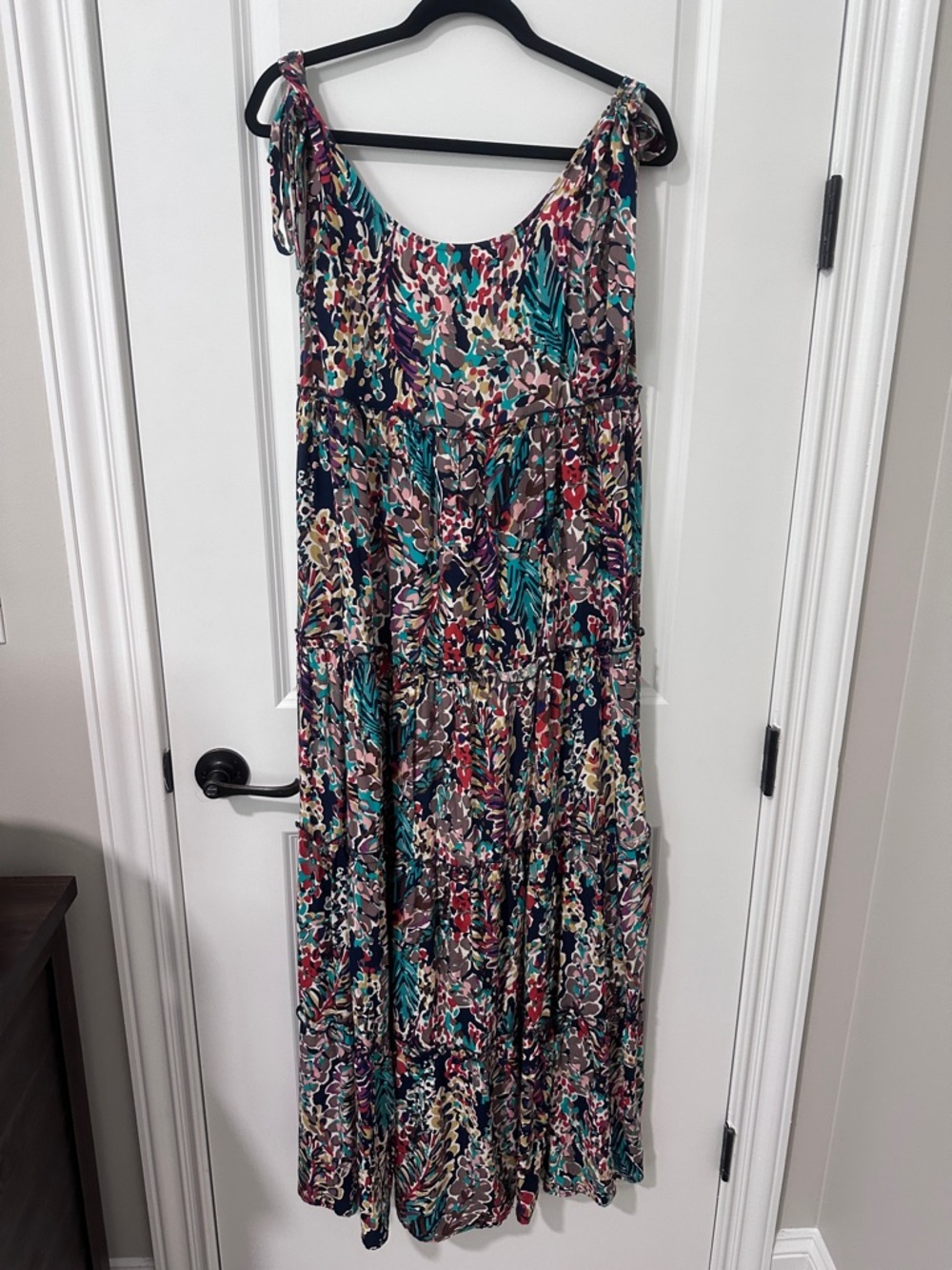 JODIFL Multicolor Floral Tie-Shoulder Maxi Dress